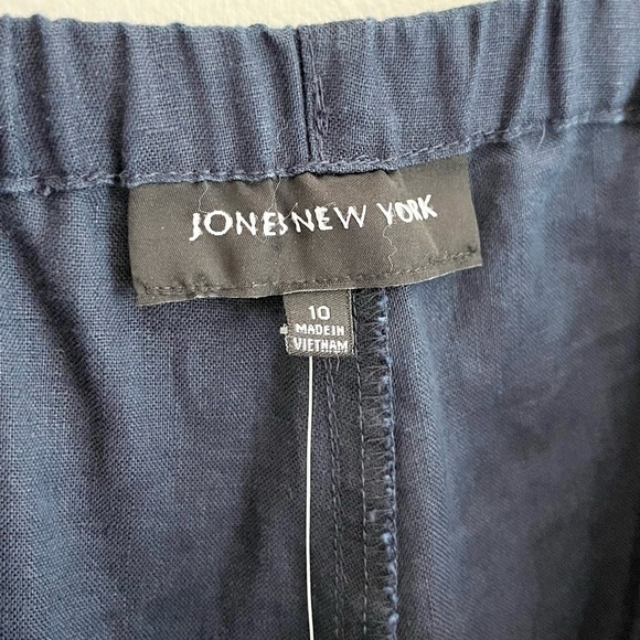 NWT Jones New York Linen Women’s Drawstring Waist Pants Navy Blue Size 10 - Picture 5 of 8